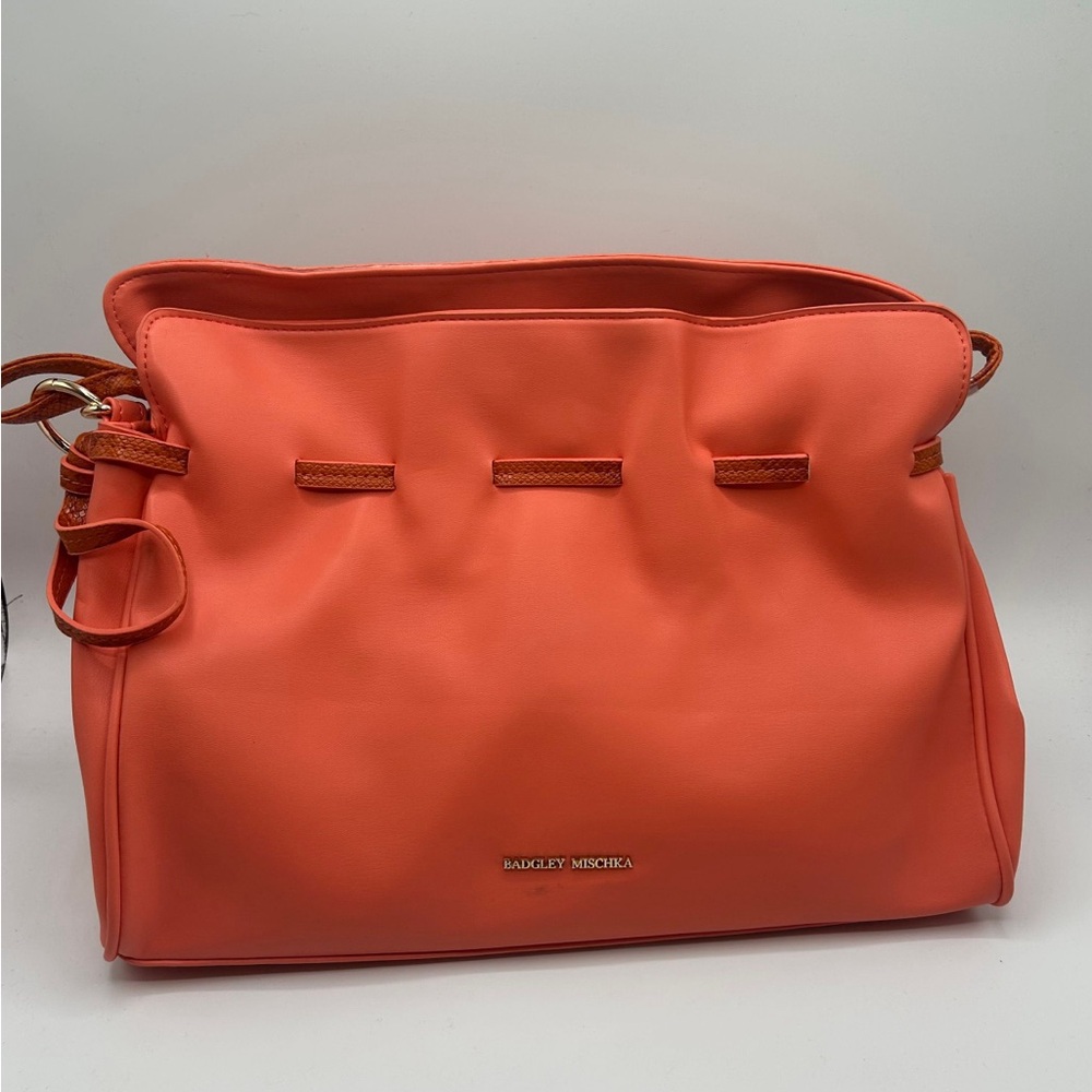 Badgley Mischka Orange Shoulder Bag with Pebbled Texture